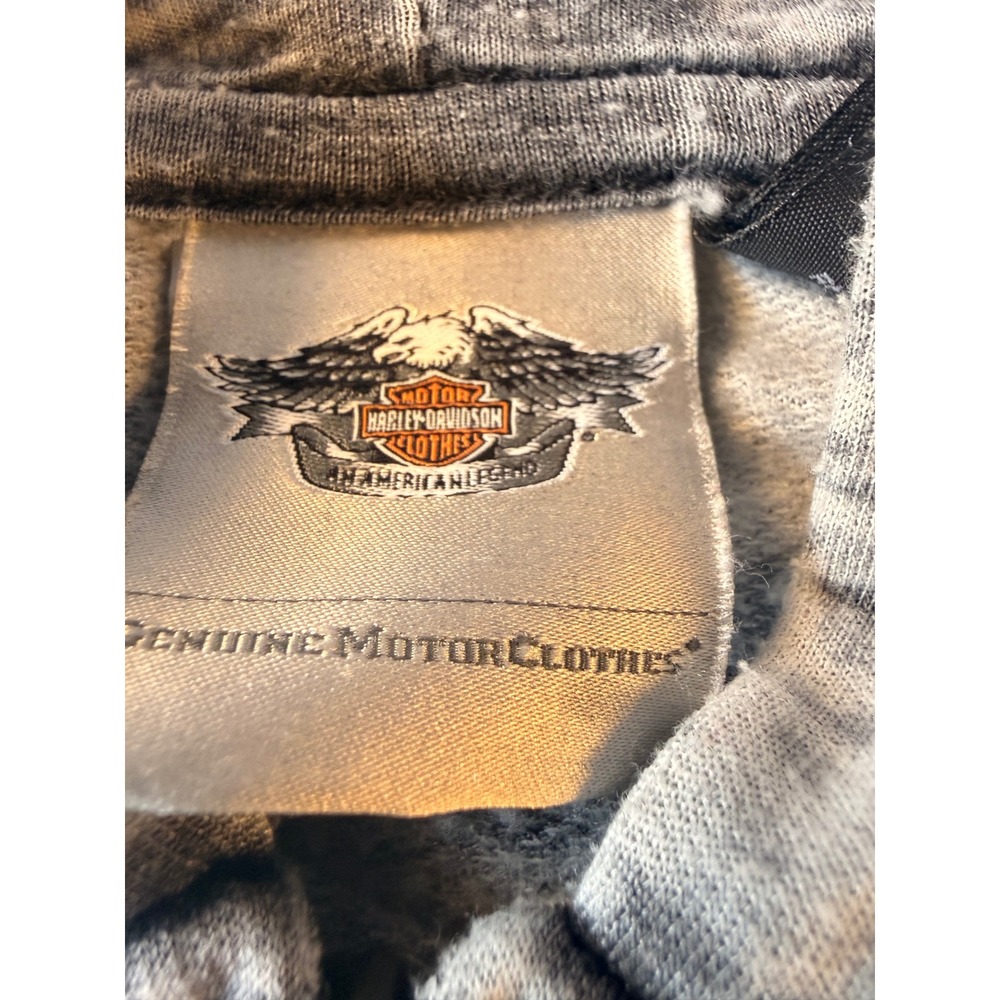 Harley Davidson Womens XL Gray Burnout Full Zip Eagle Graphic Hoodie Sweatshirt - Picture 6 of 14